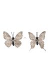 Pillangó csipesszel glitteres papír 5,5 cm világos barna 8 db-os szett