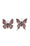 Pillangó csipesszel glitteres papír 5,5 cm mályva 8 db-os szett