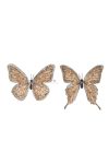 Pillangó csipesszel glitteres papír 11 cm sötét barna 6 db-os szett
