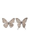 Pillangó csipesszel glitteres papír 11 cm világos barna 6 db-os szett