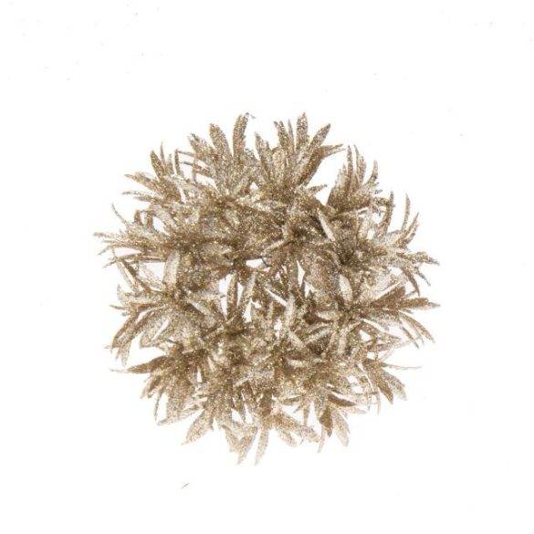 Karika levelekből glitteres műanyag 14 cm arany