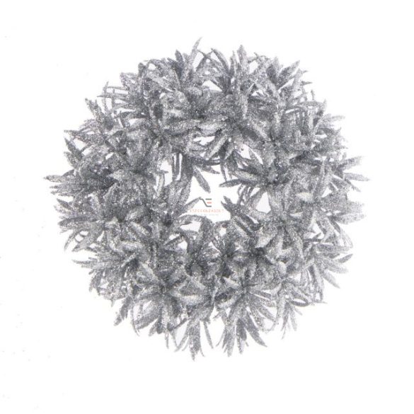 Koszorú alap bogyókkal glitteres műanyag 28 cm ezüst