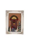 Bejárati ajtó keretben LEDes poly 15,5x5,5x20,5CM színes karácsonyi falu kellék