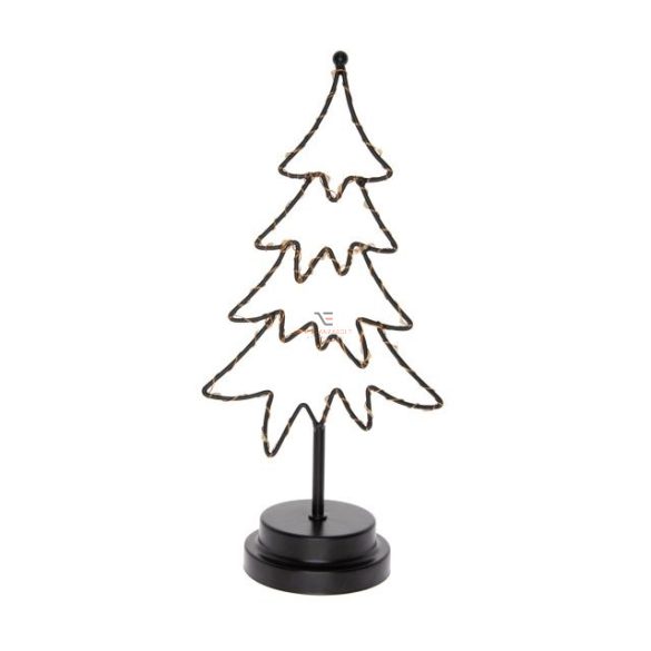 Fenyőfa álló fém, LED 15×9,5×33 cm fekete karácsonyi figura