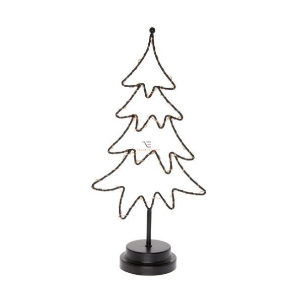 Fenyőfa álló fém, LED 18,5×9,5×39,5 cm fekete karácsonyi figura