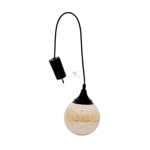 Gömb lámpa,lógós üveg, fém, LED 15×82 cm arany/fekete karácsonyi led dekoráció