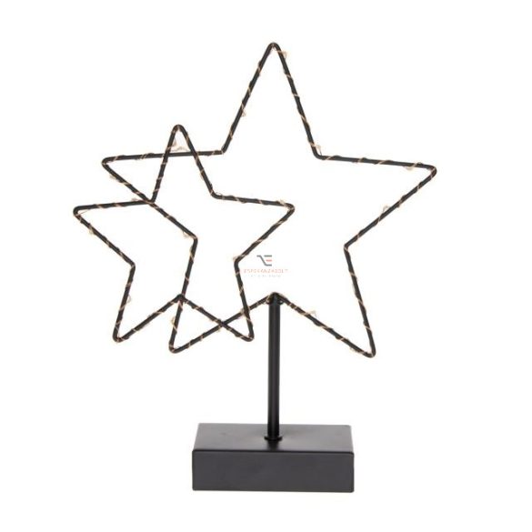 Csillag 2db álló fém, LED 22,5×5,5×28 cm fekete karácsonyi figura