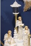 Kandeláber angyallal szarvassal glitteres LED poly 18,5x13x48 cm színes karácsonyi figura
