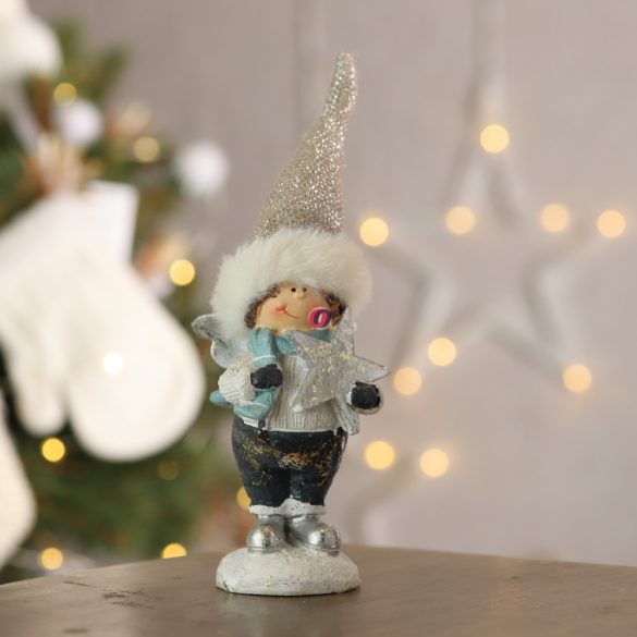 Angyal álló poly 6,5x5,5x12,5cm kék,fehér 2 féle karácsonyi figura
