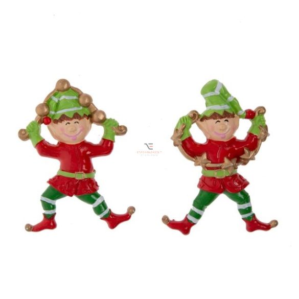 Karácsonyi manó öntapadós poly 8x5x0,4cm piros,zöld 2 db / szett karácsonyi dekorációs kellék