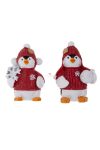 Pingvin öntapadós poly 5,6x3,6x1,2cm piros fehér 2 db / szett karácsonyi dekorációs kellék