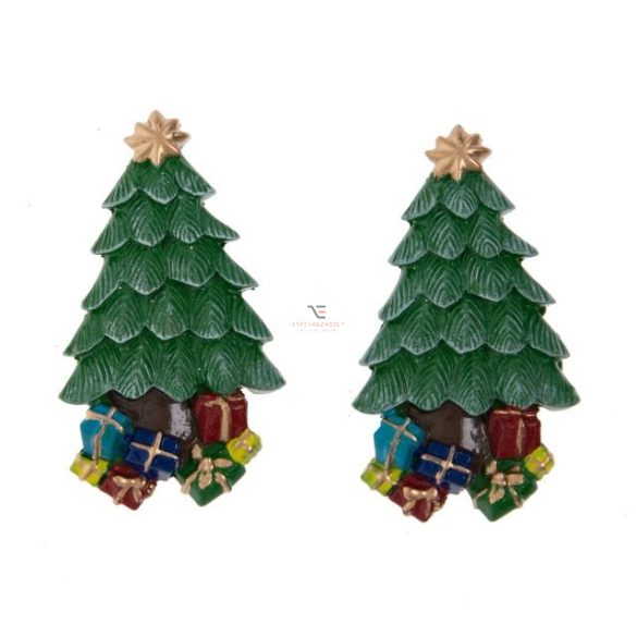 Karácsonyfa öntapadós poly 6,8x3,8x0,8cm zöld,arany 2 db / szett karácsonyi dekorációs kellék