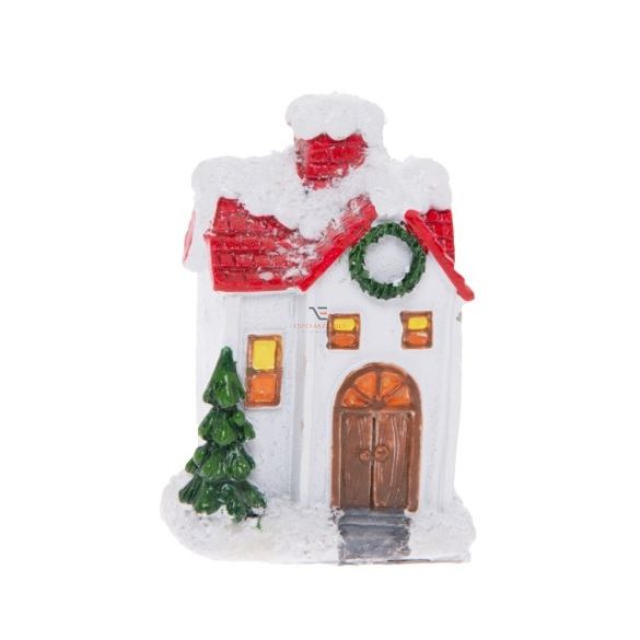 Házikó poly 4,6x3,7x7cm színes karácsonyi figura