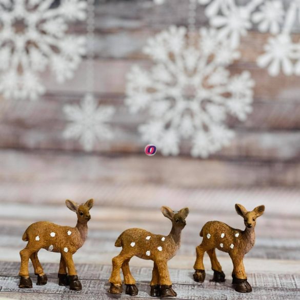 Őzike álló poly 4,2x3,2x0,9cm barna 3 db / szett karácsonyi figura