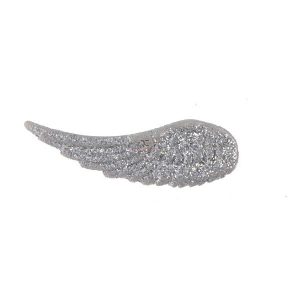 Angyal szárny öntapadós poly 5,9x1,8x0,4cm ezüst glitteres 6 db / szett karácsonyi dekorációs kellék