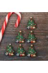 Karácsonyfa öntapadós poly 3,2x2,5x0,7cm zöld 6 db / szett karácsonyi dekorációs kellék