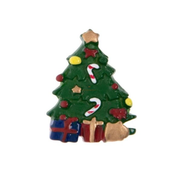 Karácsonyfa öntapadós poly 3,2x2,5x0,7cm zöld 6 db / szett karácsonyi dekorációs kellék