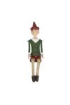 Pinokkió ülő poly 6,5x10x20cm piros,zöld karácsonyi figura
