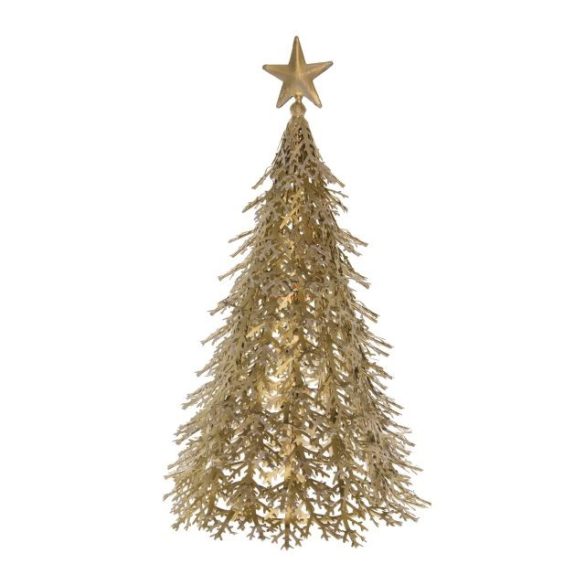 Fenyőfa fém 34x34x63cm arany karácsonyi asztaldísz