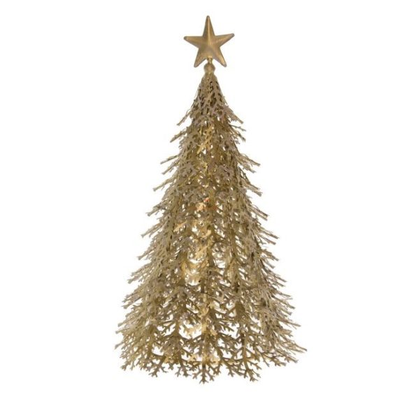 Fenyőfa fém 25x25x45cm arany karácsonyi asztaldísz