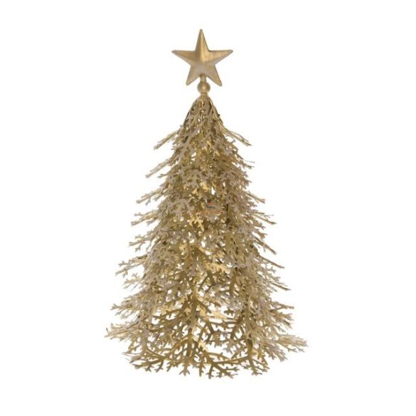 Fenyőfa fém 22x22x30cm arany karácsonyi asztaldísz