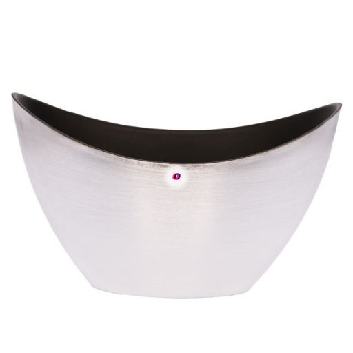 Csónak alakú kaspó műanyag 20x9x11.5 cm ezüst