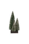Fenyő 3db-os szögletes fa talpon műanyag 30,20,15cm havas karácsonyi falu kellék