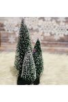 Fenyő 3db-os szögletes fa talpon műanyag 30,20,15cm sötétzöld karácsonyi falu kellék