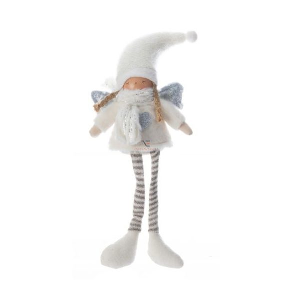 Angyal lógólábú textil 14x7x43cm fehér karácsonyi figura - DD57795