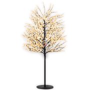   Fa gömb 580 LED világítással melegfehér műanyag 150 cm fekete IP44 kül és beltéri