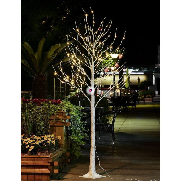Fa hosszúkás 500 LED világítással melegfehér műanyag 120 cm fehér IP44 kül és beltéri