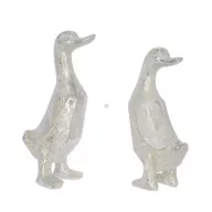 Kerti Kacsa figura,  álló poly 19 cm antik ezüst 2 féle