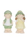 Gyerek fiú,lány sapkában álló kerámia 6,2x6,4x13,1cm sárga, zöld 2 féle