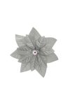 Mikulásvirág csipeszes textil 16 cm ezüst