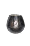 Mécsestartó kerek üveg 9.5X10 cm ezüst