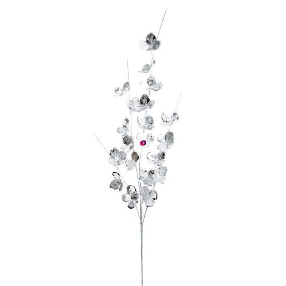Ág hortenzia virággal polyester 69x13x4 cm ezüst