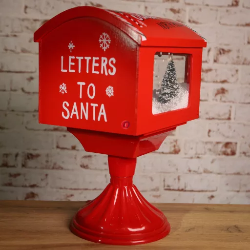 XL Amerikai postaláda világító, havazó, zenélő elektromos, hálózati+ elemes műanyag 27x20x40 cm
