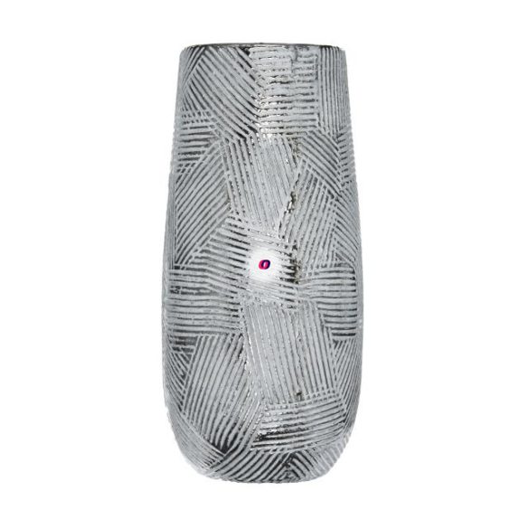 Váza mintás kerámia 15x15x34, 5 cm fehér, ezüst