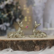 Őzike glitteres poly 8 cm ezüst 2 db-os szett