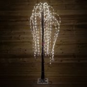   Kültéri Fűzfa 500 LED világítással melegfehér elektromos műanyag 180 cm fekete