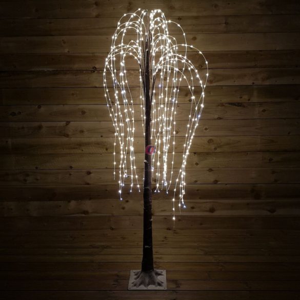 Kültéri Fűzfa 500 LED világítással melegfehér elektromos műanyag 180 cm fekete