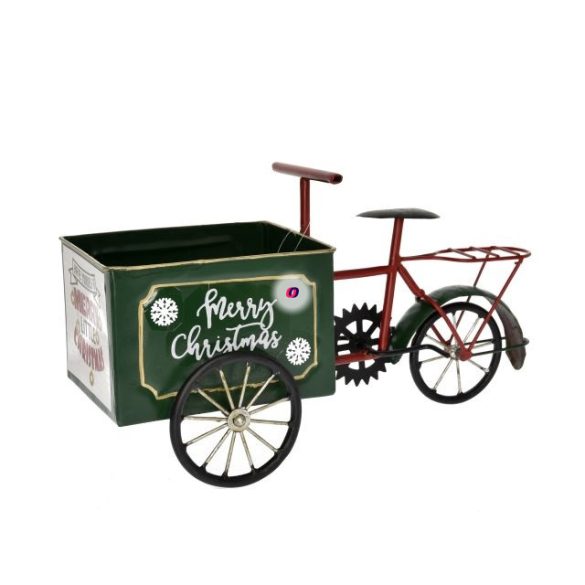 Tricikli tárolóval bádog 34, 5x16x19, 5 cm piros, zöld