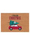 Lábtörlő autóval Merry Christmas felirattal kókuszrost 40x60 cm natúr