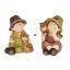 Gyerek fiú, lány ülő bagollyal, rókával 10,5x10x14 cm 2 féle őszi figura