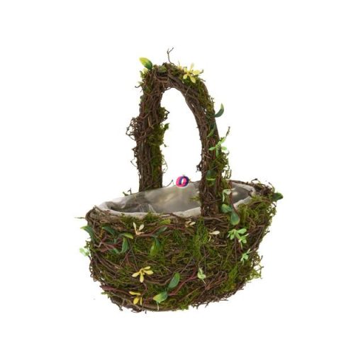 Kosár bélelt vessző 25x18x27/12 19x12x20/10cm zöld 2 db-os szett