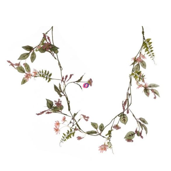Selyemvirág ág virággal műanyag 186 cm rózsaszín, zöld