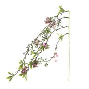 Selyemvirág ág virággal műanyag 50 cm rózsaszín, zöld