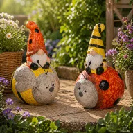 Manó katicával, méhecskével ülő 12,5 cm 2 féle