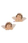 Angyal virágkoszorúval poly 10,2x2,1x5,9cm krém 2 féle
