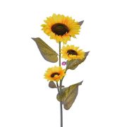 Selyemvirág Napraforgó három virággal 110cm sárga